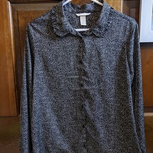 Black/white speckled button-down